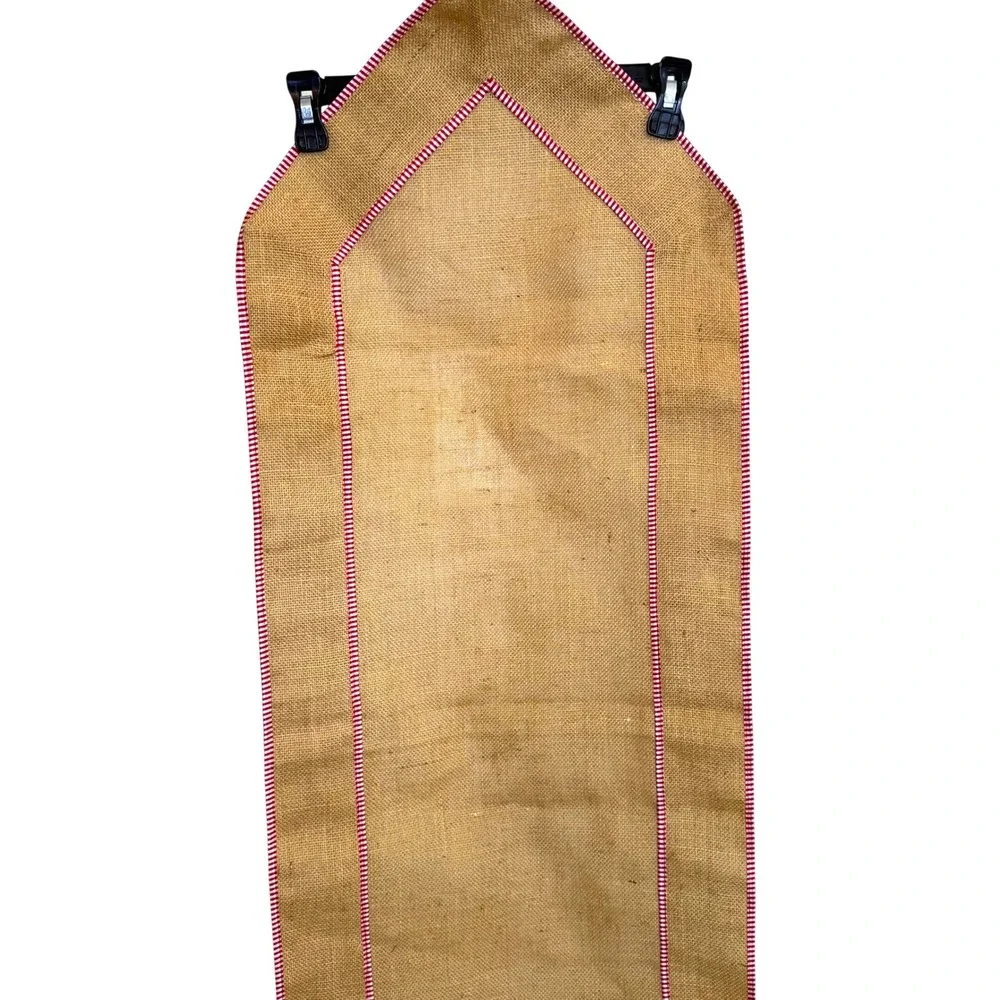 Rustic Jute Burlap Table Runner Red Gingham Check Border 16x72 Farmhouse Decor